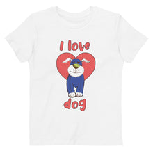 Load image into Gallery viewer, Organic cotton &#39;I love dog&#39; kids t-shirt

